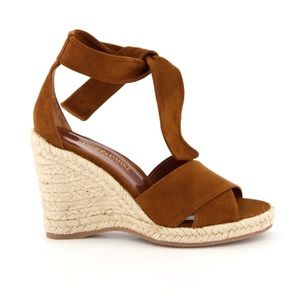 Never Worn! Tie at ankle wedge sandals